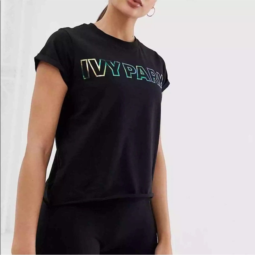 Ivy Park Black T-Shirt with Multicolor Logo